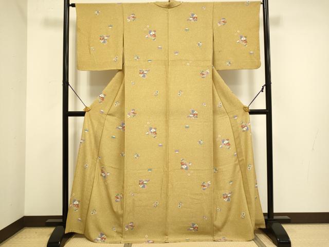 平和屋着物▽小紋 単衣 吉祥花文 洗える着物 DABE9790du