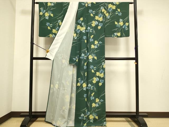 平和屋着物▽小紋 単衣 草葉文 洗える着物 DABE9794du