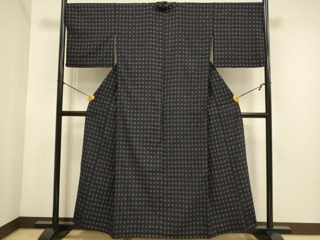 平和屋着物▽上質なお召 単衣 絣文様 正絹 逸品 DABE9798du