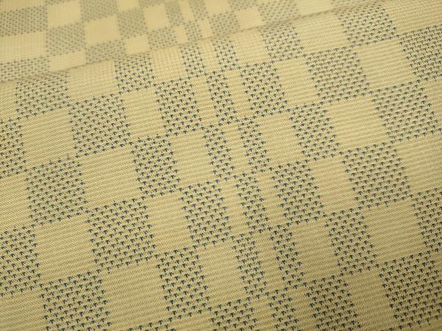 平和屋着物▽本場大島紬 単衣 9マルキ 市松文様 正絹 逸品 DABE9800du