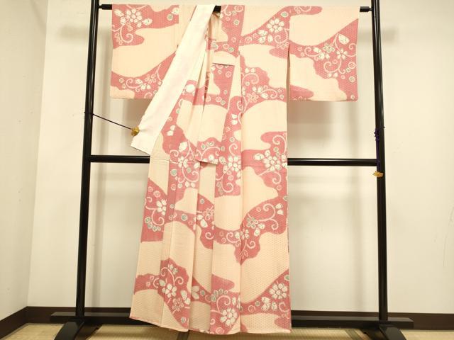 平和屋着物▽上質な小紋 単衣 絞り 辻が花 正絹 逸品 DABE9801du