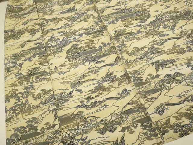 平和屋着物▽上質な小紋 単衣 風景文 正絹 逸品 DABE9803du