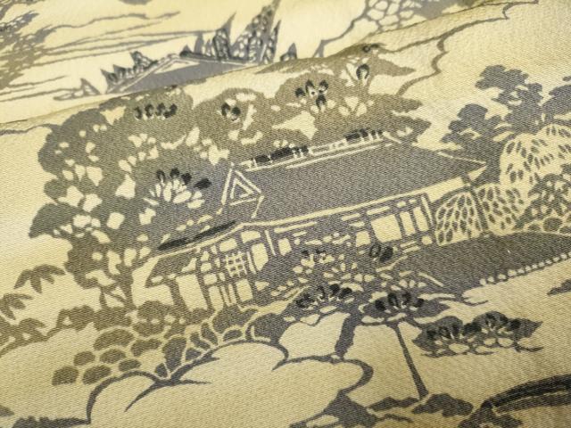 平和屋着物▽上質な小紋 単衣 風景文 正絹 逸品 DABE9803du