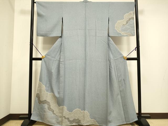 平和屋着物▽京友禅の第一人者 松井青々 訪問着 単衣 立波文 正絹 逸品 DABE9804du