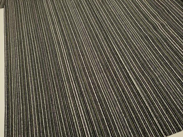 平和屋着物▽上質な小紋 単衣 縞 黒地 正絹 逸品 DABE9806du