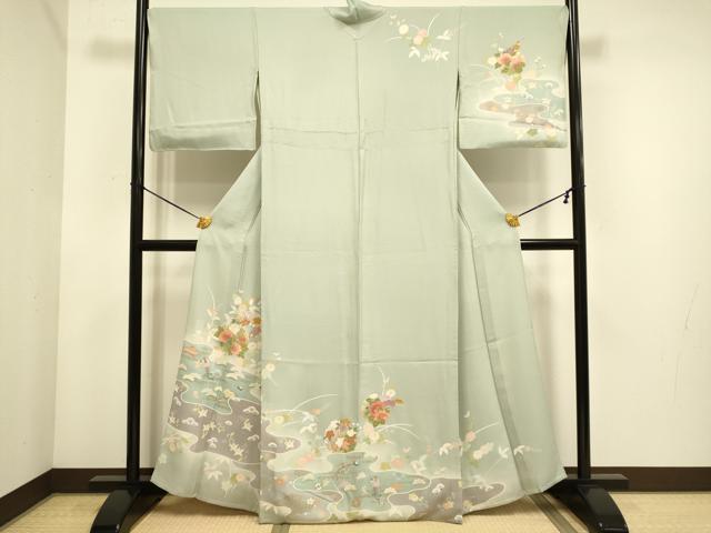 平和屋着物▽訪問着 単衣 宝尽くし花文 暈し染め 金彩 正絹 逸品 DABE9810du