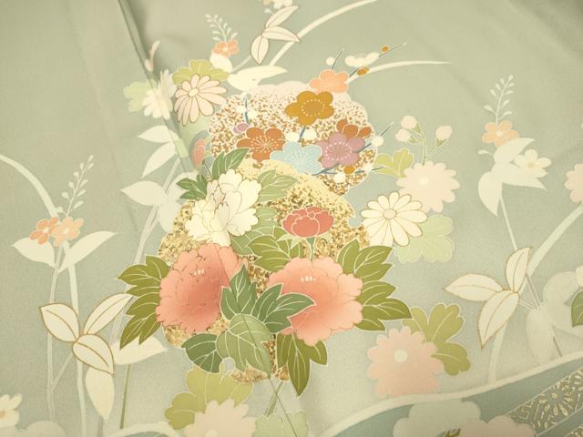 平和屋着物▽訪問着 単衣 宝尽くし花文 暈し染め 金彩 正絹 逸品 DABE9810du