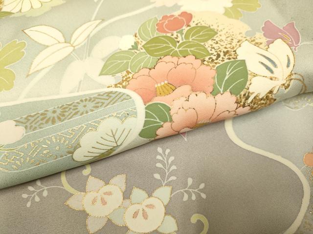平和屋着物▽訪問着 単衣 宝尽くし花文 暈し染め 金彩 正絹 逸品 DABE9810du