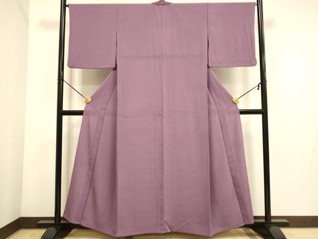 平和屋着物▽色無地 単衣 紫鳶色 鬼しぼ縮緬 洗える着物 DABE9816du