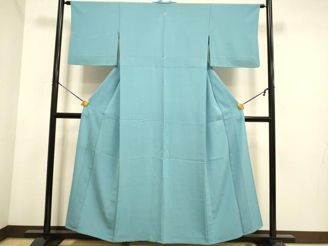 平和屋着物▽上質な色無地 単衣 麻縹色 鬼しぼ縮緬 東武百貨店扱い 洗える着物 DABE9824du