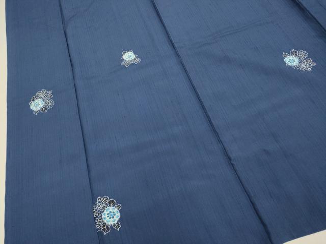 平和屋着物▽上質な小紋 単衣 紬地 草花文 正絹 逸品 DABE9834du