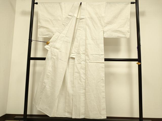 平和屋着物▽男性 小紋 単衣 幾何学文様 正絹 逸品 DABE9837du