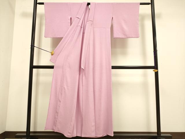平和屋着物▽色無地 単衣 桃花色 鬼しぼ縮緬 洗える着物 DABE9844du