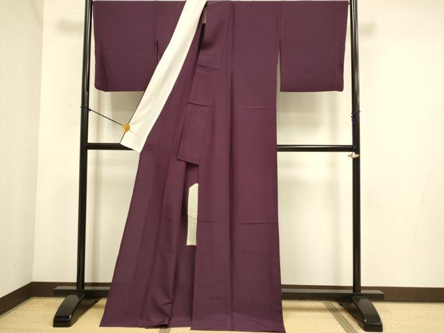 平和屋着物▽色無地 単衣 濃い暗紅色 ロング丈 洗える着物 DABE9849du
