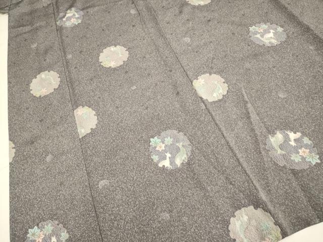 平和屋着物▽小紋 単衣 雪輪 紅葉に鹿 洗える着物 DABE9851du