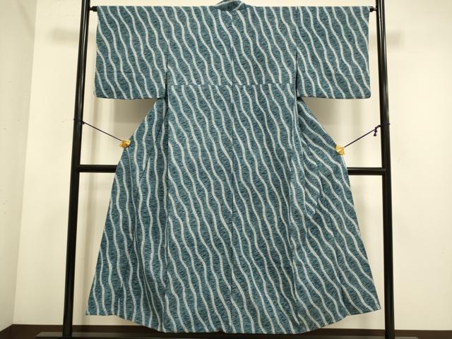 平和屋着物▽小紋 単衣 流線文 洗える着物 DABE9852du