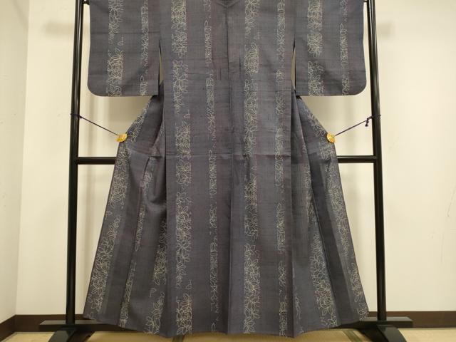 平和屋着物▽上質な小紋 単衣 紬地 花間道 正絹 逸品 DABE9853du