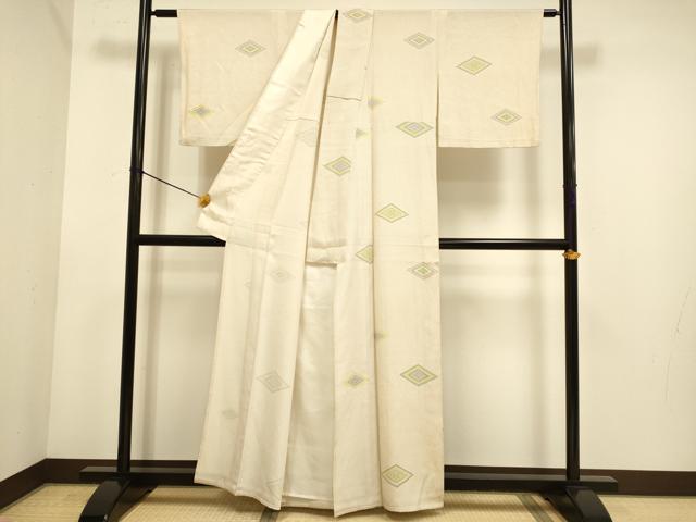 平和屋着物▽上質な小紋 単衣 菱文 正絹 逸品 DABE9865du
