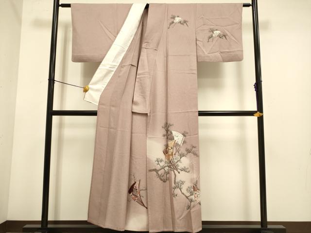 平和屋着物▽訪問着 単衣 扇花松文 暈し染め 正絹 逸品 DABE9866du
