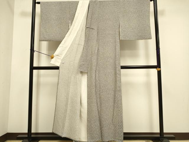 平和屋着物▽上質な小紋 単衣 幾何学文様 正絹 逸品 DABE9867du