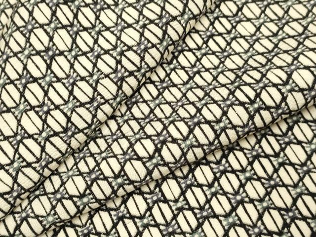 平和屋着物▽上質な小紋 単衣 幾何学文様 正絹 逸品 DABE9867du