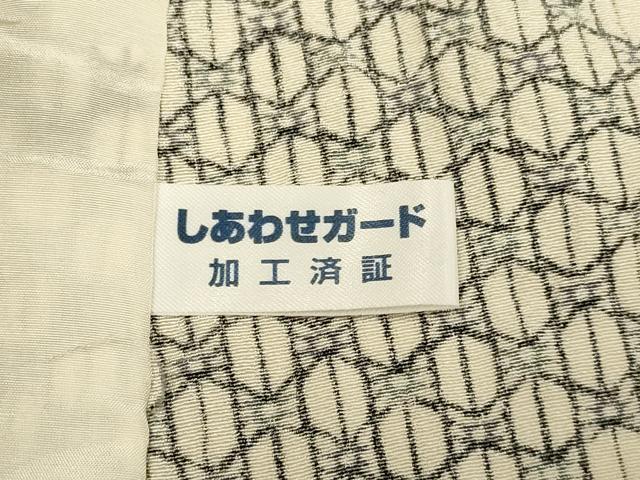 平和屋着物▽上質な小紋 単衣 幾何学文様 正絹 逸品 DABE9867du