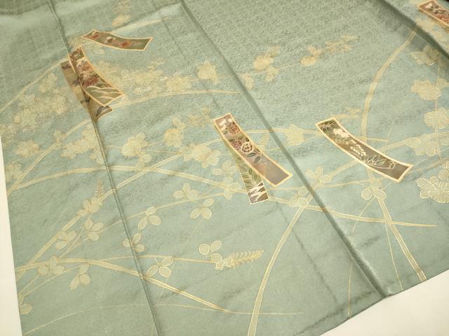 平和屋着物▽訪問着 単衣 短冊花文 金彩 正絹 逸品 DABE9868du