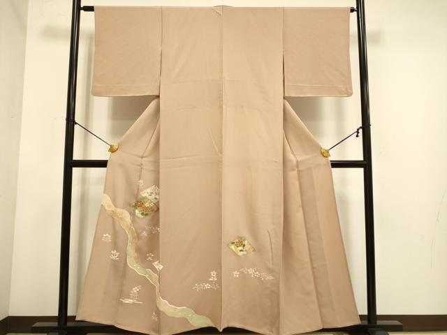 平和屋着物▽訪問着 単衣 花菱文 金彩 正絹 逸品 DABE9877du