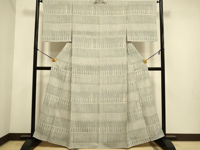 平和屋着物▽上質な小紋 単衣 幾何学文様 正絹 逸品 DABE9880du