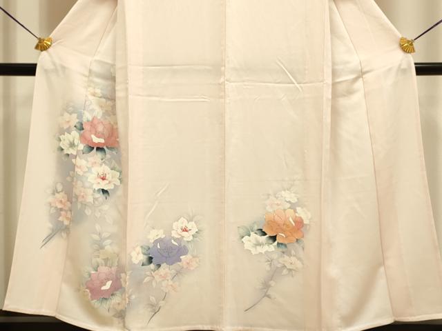 平和屋着物▽訪問着 単衣 手描き 草花文 暈し染め 金彩 正絹 逸品 DABE9881du