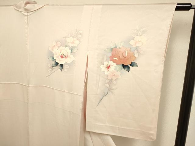 平和屋着物▽訪問着 単衣 手描き 草花文 暈し染め 金彩 正絹 逸品 DABE9881du