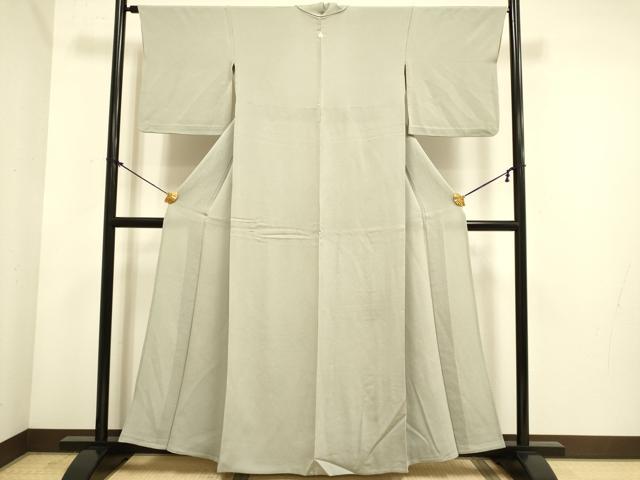 平和屋着物▽上質な色無地 単衣 灰汁色 鬼しぼ縮緬 正絹 逸品 DABE9887du