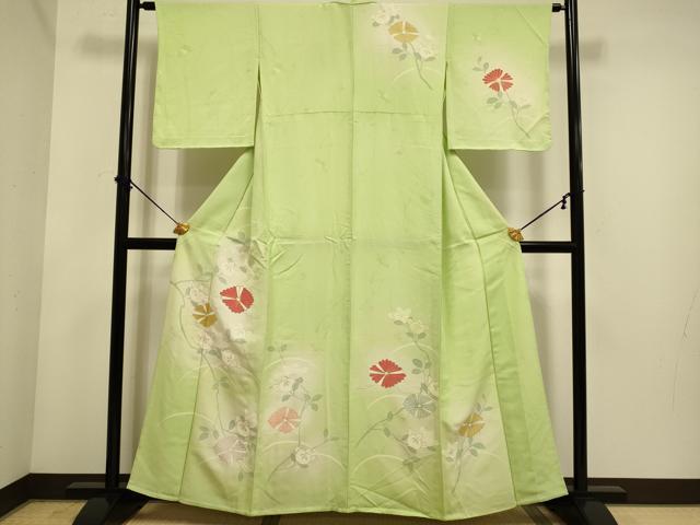 平和屋着物▽訪問着 単衣 草花文 暈し染め 金彩 正絹 逸品 DABE9889du