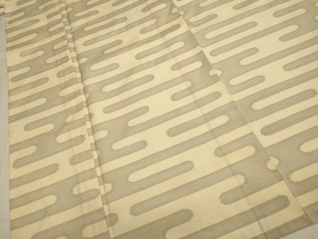 平和屋着物▽本場大島紬 単衣 白大島 エ霞文 正絹 逸品 DABE9895du