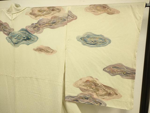 平和屋着物▽訪問着 単衣 刺繍 抽象文様 金彩 正絹 逸品 DABE9897du