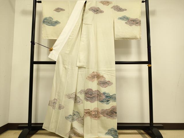 平和屋着物▽訪問着 単衣 刺繍 抽象文様 金彩 正絹 逸品 DABE9897du