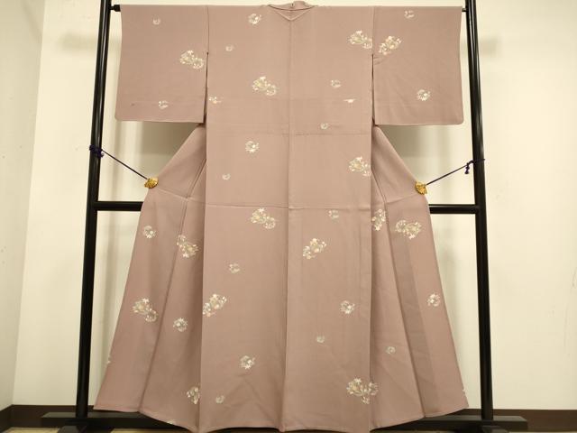 平和屋着物▽上質な小紋 単衣 草花文 正絹 逸品 DABE9899du