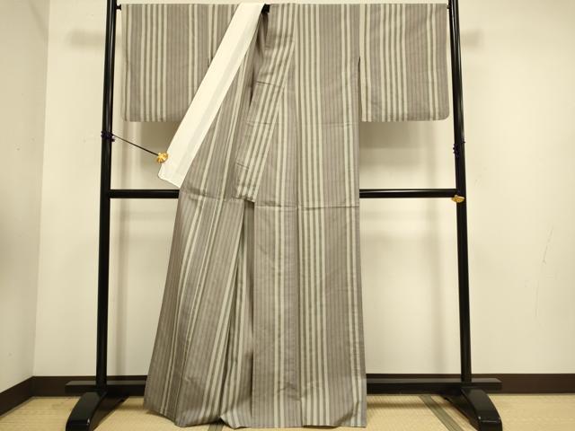 平和屋着物▽上質な紬 単衣 間道 正絹 逸品 DABE9906du
