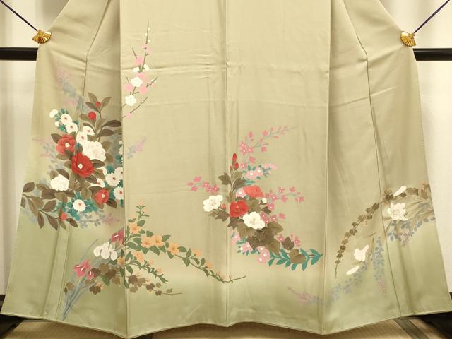平和屋着物▼訪問着 草花文 暈し染め 金彩 正絹 逸品 DABE9910du