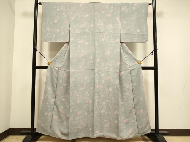 平和屋着物▼上質な小紋 手描き 草花文 正絹 逸品 DABE9911du