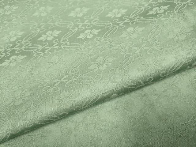 平和屋着物▽上質な色無地 単衣 七宝花地紋 青白橡色 正絹 逸品 DABE9971du