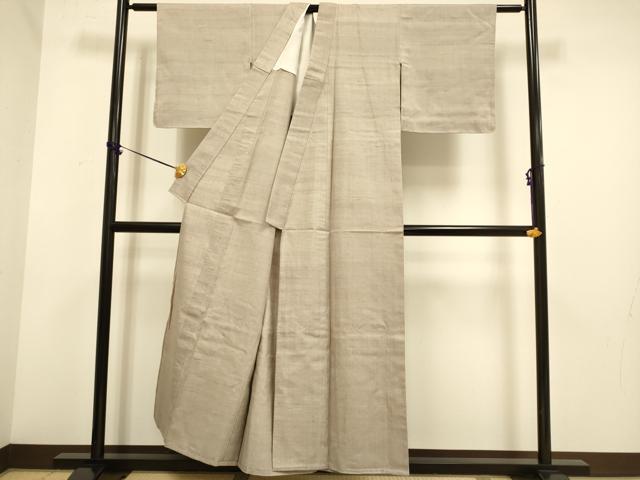 平和屋着物▽上質な紬 単衣 色無地 江戸鼠色 正絹 逸品 DABE9972du