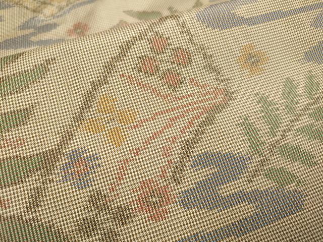 平和屋着物▽本場大島紬 単衣 7マルキ 地紙吉祥花文 正絹 逸品 DABE9978du