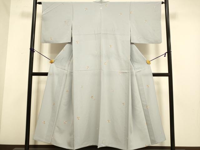 平和屋着物▽上質な小紋 単衣 作家物 草花丸文 金彩 反端付き 正絹 逸品 DABE9982du