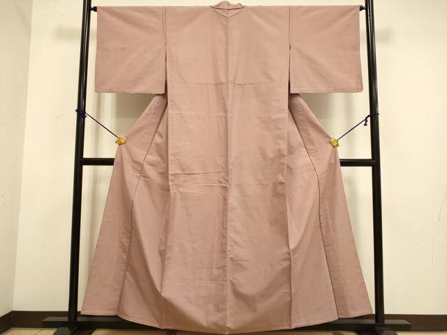 平和屋着物▽上質な紬 単衣 色無地 鴇浅葱色 正絹 逸品 DABE9983du