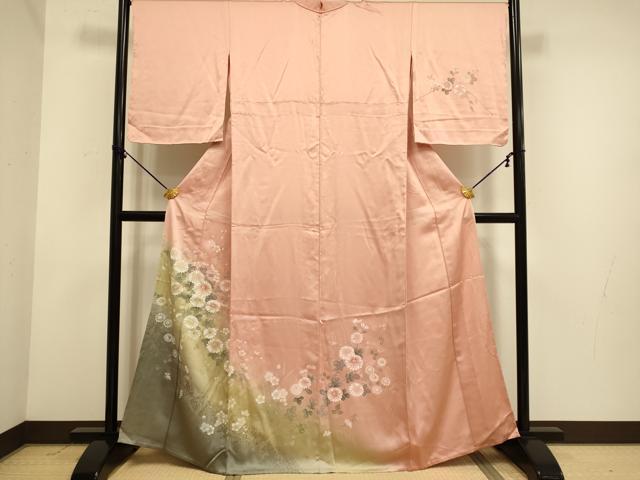 平和屋着物▽訪問着 単衣 菊 暈し染め 金彩 正絹 逸品 DABE9986du