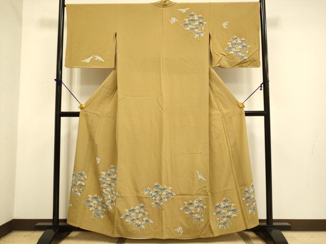 平和屋着物▽訪問着 単衣 型染 飛鳥笹文 銀彩 正絹 逸品 未使用 DABE9991du