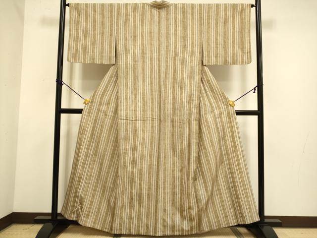 平和屋着物▽上質な紬 単衣 間道 正絹 逸品 DABE9992du