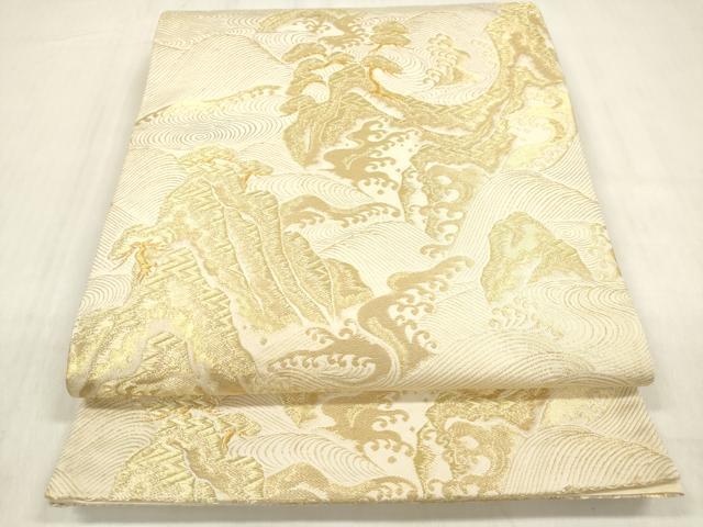 平和屋着物◎六通柄袋帯 立波松文 金糸 正絹 逸品 DABF0025ea