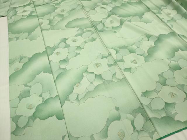 平和屋着物■上質な小紋 手描き 雲重ね椿文 金彩 正絹 逸品 DABF0050ea